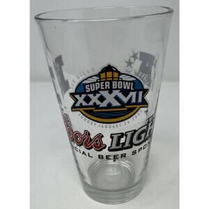 COORS LIGHT Official Super Bowl XXXVII Pint Beer Glass Football 2003